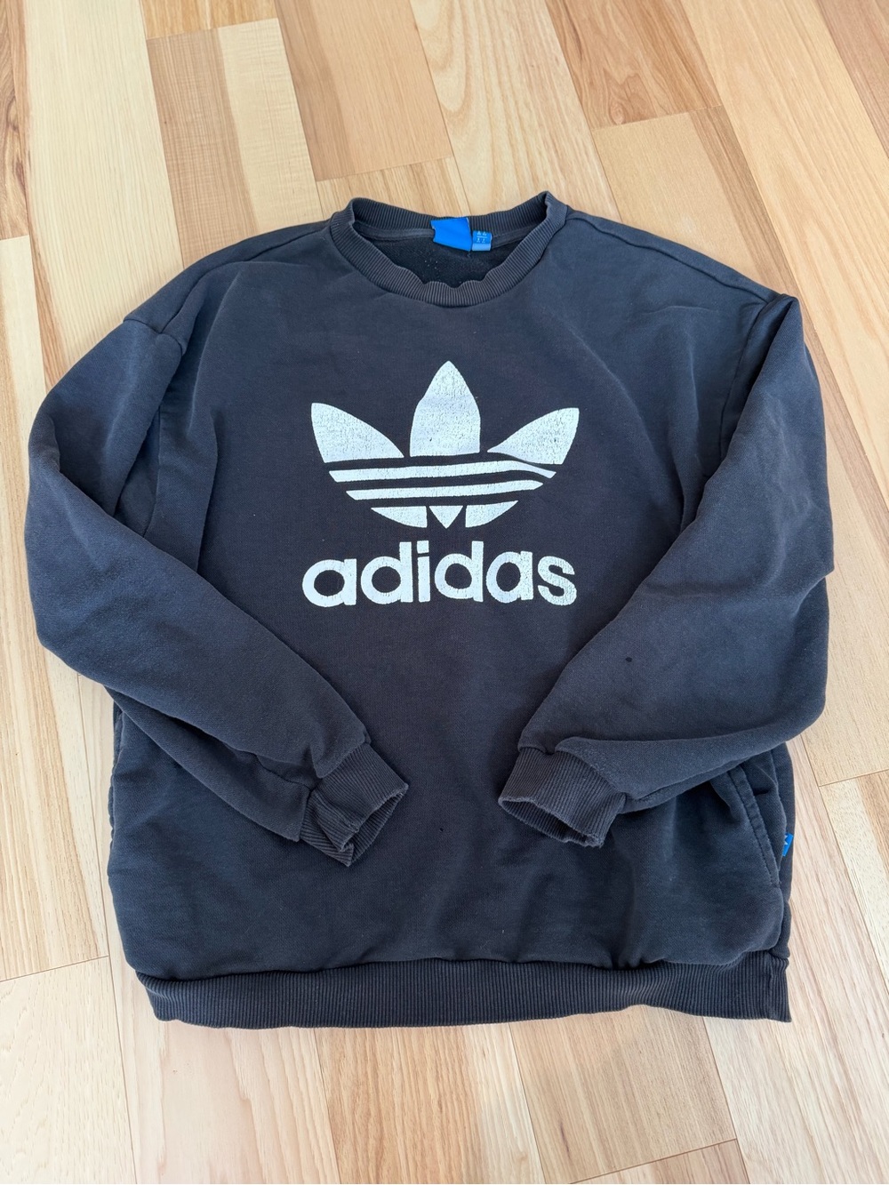 adidas Black Crewneck Sweatshirt with White Trefoil Logo